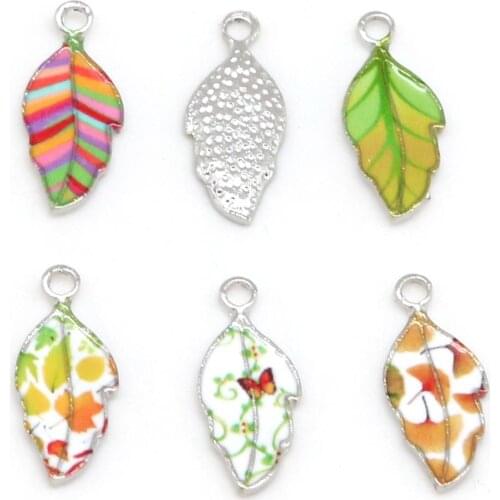 10x22mm 2-5pcs Leaves Enamel Charms Pendant For Jewelry Making Necklace Pendant Bracelet Earring DIY Party Decorations