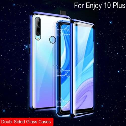 Magnetic Adsorption Case For Huawei Enjoy 10 Plus Metal Frame Doubl Sided Glass Cover For Enjoy 10 Plus Protective Phone Case
