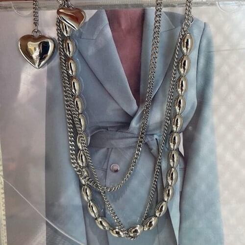 Fashion Simple Heart Shaped Stainless Steel Chain Necklace Womens Jewelry Initial Necklace