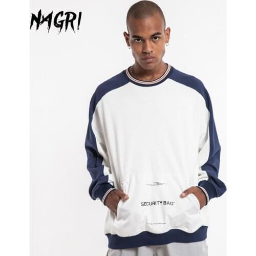 Hip Hop Patchwork Men Hoodie Autumn Winter Harajuku Pullover Crew Neck Sweatshirt With Pocket Streetwear Fashion Casual Hoodies