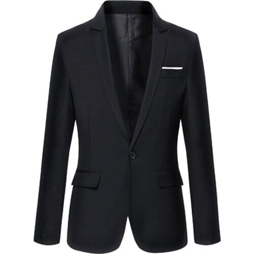 Men Suits 2021 Fashion Men Solid Color Long Sleeve Lapel Blazer Suit Coat Outwear