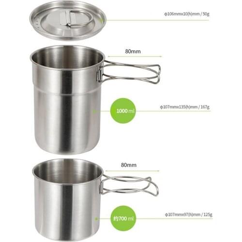 2pcs Camping Cup Kit Cookware Cooking Bowl Picnic Mug Outdoor Kitchen Tool