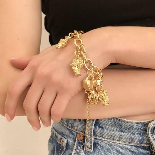 New exaggerated alloy thick chain multi-layer bracelet women European and American fashion gold bracelet bracelet