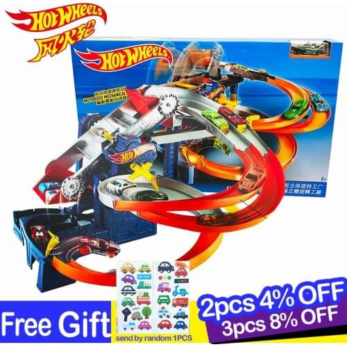 Original Hot Wheels Tracks Roundabout Electric Race Track Model Car Kids Toys Metal Toy Car Hot Toys for Children Juguetes Carro