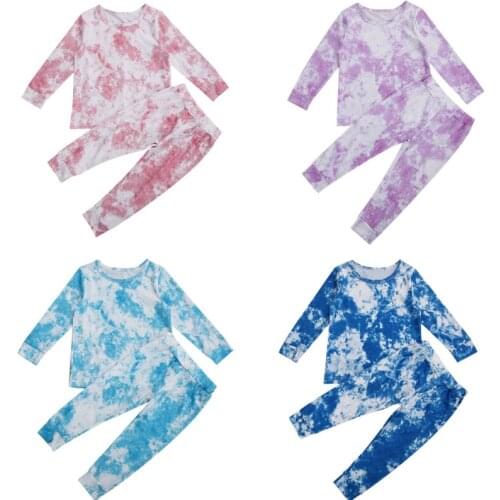 2020 Autumn Winter Newborn Baby Girls Tie Dye Long Sleeve Tops Long Panst Outfits Kids Baby Costume