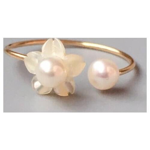 14K Gold Filled Pearl Rings Natural Pearl Jewelry Handmade Knuckle Ring Mujer Boho Bague Femme Minimalism Boho Flower Rings