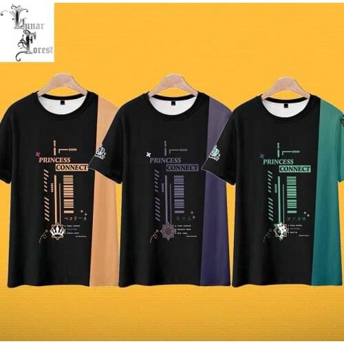 Princess Connect! Re:Dive 3D Printing T-shirt Summer Fashion Round Neck Short Sleeve Popular Japanese Anime Streetwear Plus Size