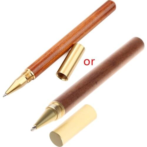 Vintage Wood Body Ballpoint Pen Ball Pens Brass Ball Roller Pen Metal Cap Stationery School Supplies 32CB