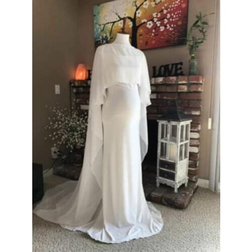 High-quality Chiffon Wedding Bridal Fashion White Chiffon Cape Long Wedding Shawl Bridal Shawl Coat Chiffon Shawl