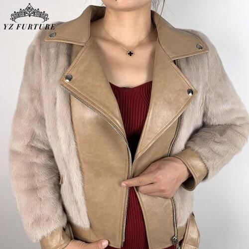 2021 High Street Fashion Women Real Mink Fur Jacket With Double-faced Fur Sheepskin Fall Winter Soft Natural Leather Mink Coats