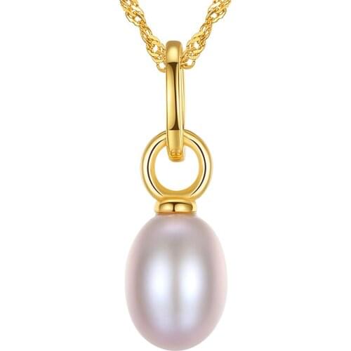 MetJakt S925 Sterling Silver 18K Gold Electroplated Freshwater Pearl Simple All-match Womens Necklace