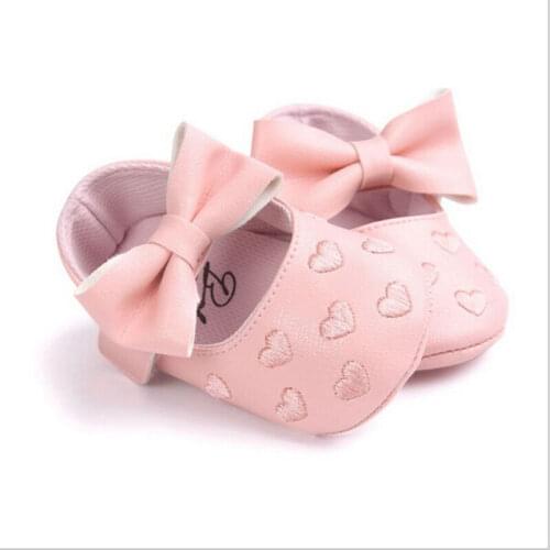 0-18Months Newborn Baby Girl Shoes Bowknot Soft Sole Shoes PU Crib Shoes Prewalker Sneakers
