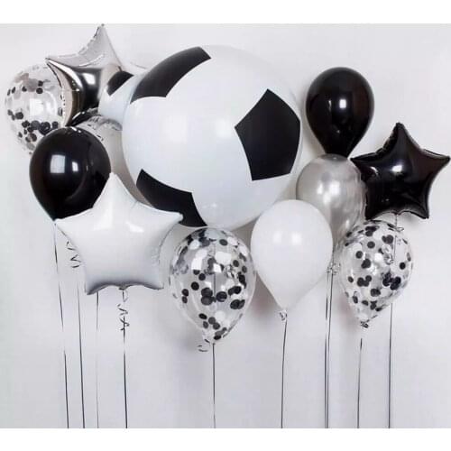 1set Soccer Globos Football Balloons Theme Helium Latex Balloon Black Green Boy Girl Birthday Party Decor Football Toys Globos