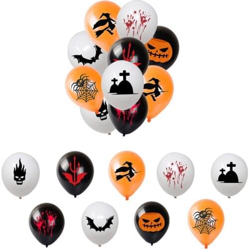 10/20pcs Halloween Theme Balloons Black White Halloween Pumpkin Bat Ghost Skeleton Latex Balloon Festival Balloon Party Supply