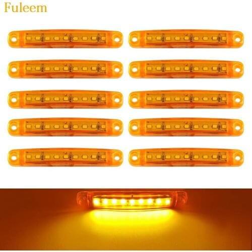 Fuleem 10pcs Amber 9LED 24V Trailer Lights Side Marker Lights Clearance Position Lorry Indicator Lights for Trucks Vehicle