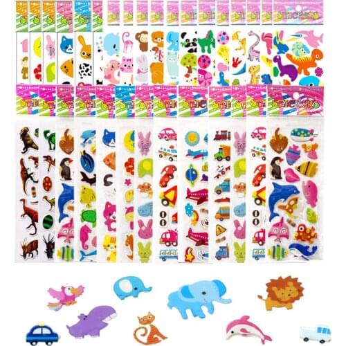 20 Sheet Cartoon Different Patterns 3D Puffy Bubble Stickers for Kids Boy and Girls Toy Children Birthday Gifts Wall Stickers
