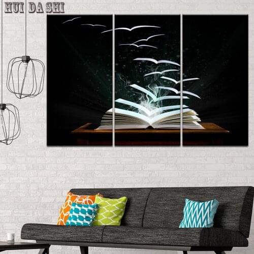 3 Panel abstract Book letter symbol Painting HD Prints Poster Wall Art Canvas Pictures study bedroom Childs room Home Decor