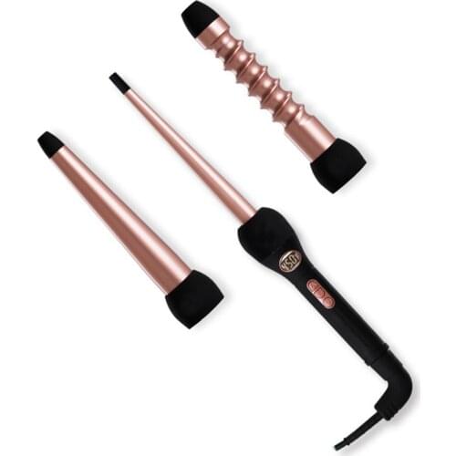 3 in 1 Hair Curling Wand Set Interchangeable Ceramic Barrels with Free Heat Resistant Glove 3 Barrels Hair Curling Iron