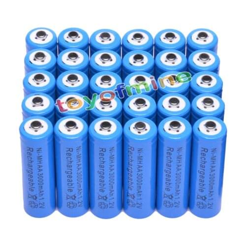 4/10/20/30/48pcs AA 3000mAh Ni-MH rechargeable battery 2A LR6 Blue