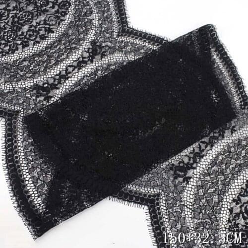49Pcs Eyelash Lace Fabric Black Eyelash Lace Fabrics IDY Aperal Sewing Craft Fabric Wedding Dress Accessories 150cmx32.5cm