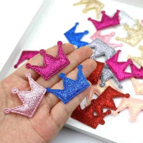 50Pcs Glitter Crown Padded Appliques DIY Craft Kids Hair Accessories Ornaments Brooches Artesanato Materials Sponge Embossing