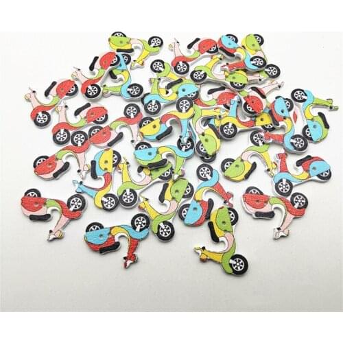 50pcs 25x18mm Wooden Motorcycle Bike Shaped Buttons 2 Holes Sewing DIY Crafts Embellishments Scrapbooking Cardmaking