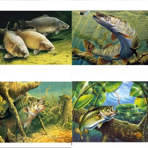 5D DIY Diamond Painting Fish Square Diamond Embroidery River Water Animal Rhinestone Cross Stitch Mosaic Home Decoration Gift