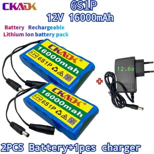 New original 12V 6S1P 15000mah battery rechargeable lithium-ion battery pack capacity DC 12.6v 15Ah CCTV Cam Monitor + charger