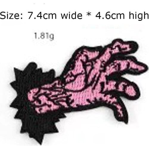 Free shipping 1pc blood finger 7.4cm wide iron on sew on for left chest/appliqué/craft/hot cut/ scary pink claws