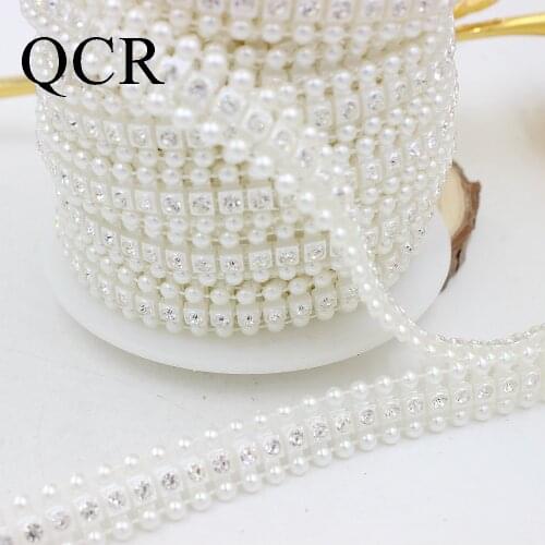 Free Shipping 1Yard/Lot 10-14mm Crystal Rhinestone Cup Chain Pearl Base For DIY Decoration Rhinestone Applique Sew on Garment