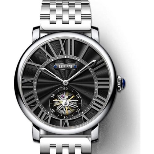 Wrist watch men,mens automatic watches LOBINNI luxury brand man business mechanical wristwatch skeleton montre Switzerland dress