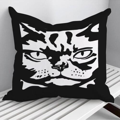 Black and White Cat Throw Pillows Cushion Cover On Sofa Home Decor 45*45cm 40*40cm Gift Pillowcase Cojines Dropshipping