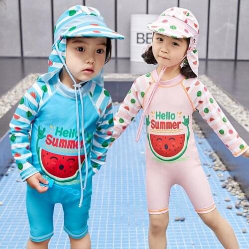 Children Bathwear Long Sleeve Swimsuit Boys Girls Bathing Suit Kids One Piece Boy Baby Wetsuit Swimming Quick drying One-piece
