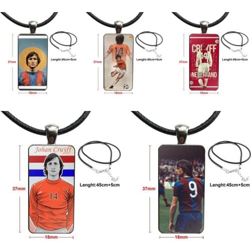 Netherlands Footballer Johan Cruyff Necklace Fashion Long Chain With Rectangle Necklace Jewelry For Lovers Girl Friend Best Gift