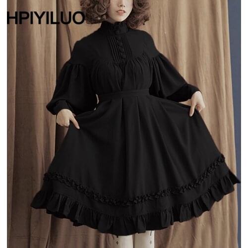 Gothic Vintage Lolita Dress Women Japanese Style Palace Princess Dresses Lantern Sleeve Cute Party Dress Sweet Cosplay Costume