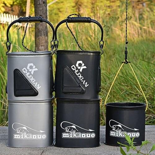 Premium Foldable EVA Thick Fishing Bucket Live Fish Box With Rope Camping Hiking Water Container feed Storage fishing bag bass