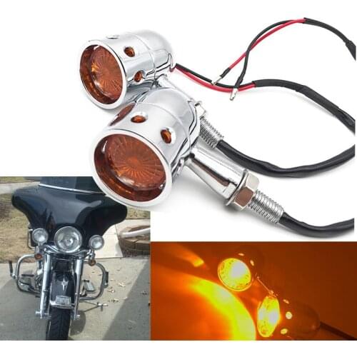 Chrome Turn Signal Amber Lights Vintage Motorcycle LED Indicator Blinker Light Signals Lamp for Harley Dyna Softail 883 72 48