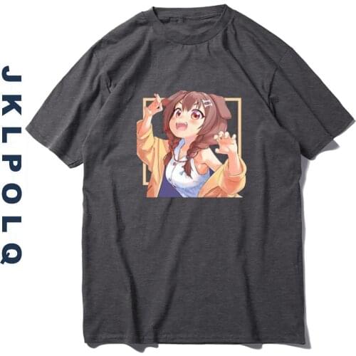 JKLPOLQ Summer Oversized Mens T Shirts Harakjuku Inugami Korone Printing Fashion Women O-Neck Tees Large Size XXXL