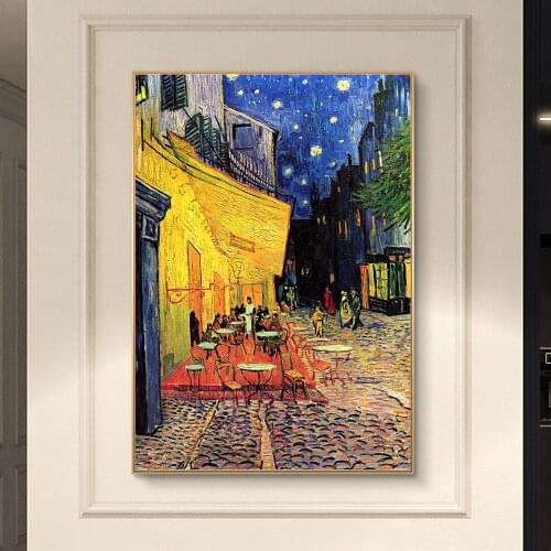 Cafe Terrace at Nigh By Van Gogh Oil Paintings Print On Canvas Art Posters And Prints Van Gogh Famous Art Pictures Home Decor