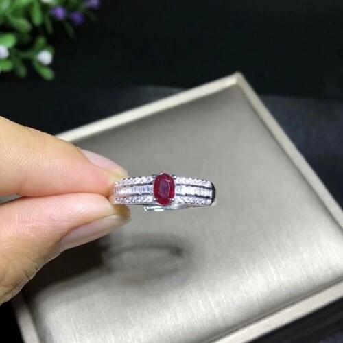 Natural ruby ring 4 * 6mm 925 sterling silver ring Engagement, marriage proposal ring. Ruby means life is fire