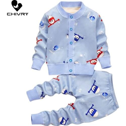 2Pcs Newborn Baby Knitted Clothes Set Autumn Winter Toddler Boys Girls Cartoon Cardigan Sweater Jackets with Pants Clothing Sets