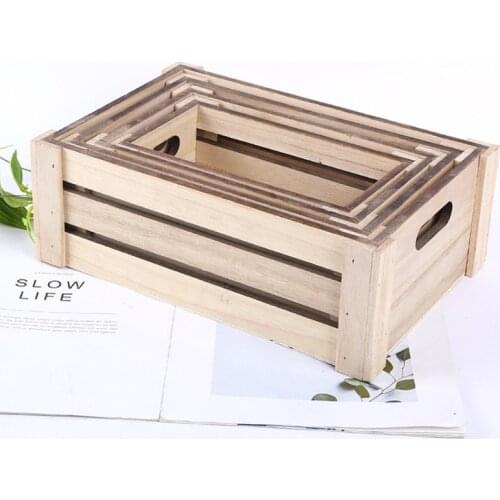 Creative Rectangular Wooden Desktop Storage Basket Desk Organizer Box Desktop Sundries Collection Arrangement Eco Home Table Dec