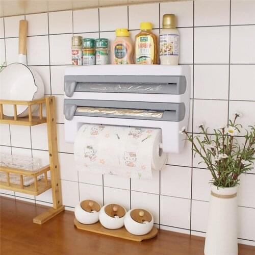 Kitchen Organizer Cling Film Sauce Bottle Storage Rack Paper Towel Holder Rack Wall Roll Paper for The Kitchen Supplies Tools