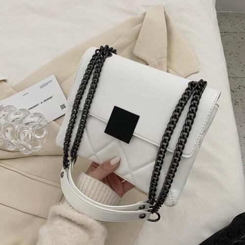 Lattice Square Crossbody Bag 2021 Fashion New High Quality PU Leather Womens Designer Handbag Chain Shoulder Balck Bags