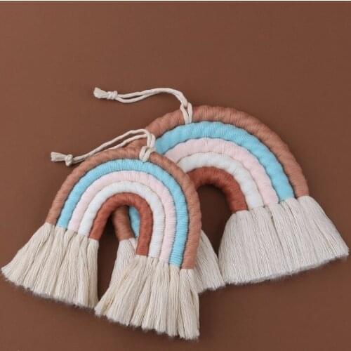 Macrame Rainbow Wall Decor for Bedroom Nursery Kids Rooms Tapestry Wall Hanging E7CB