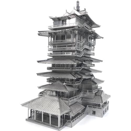 3D Metal Puzzle YueWang Tower Famous Buildings DIY Manual Jigsaw Adult Children Educational Collection Home Display Toys Gifts