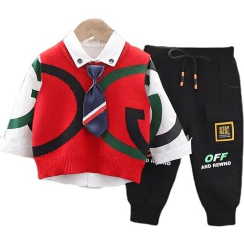 Fashion Autumn New Baby Boys Clothes Suit Children Girls Cotton Vest Shirt Pants 3Pcs/Set Toddler Active Costume Kids Tracksuits