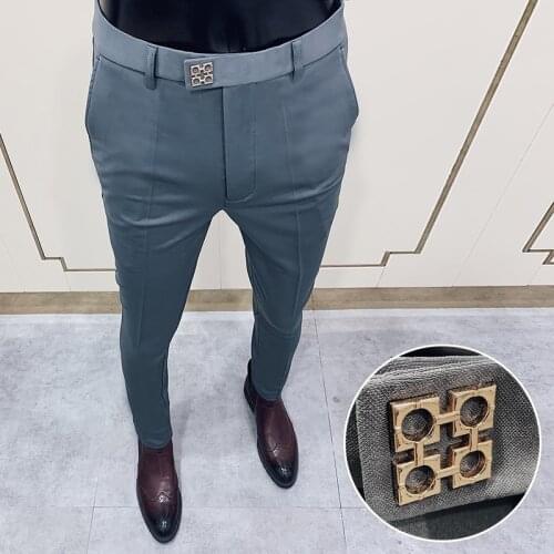 Mens Street Wear Social Formal Pantalon Clothing Spring 2021 New Mens Suit Pants Fashion Business Casual Slim Dress Pants