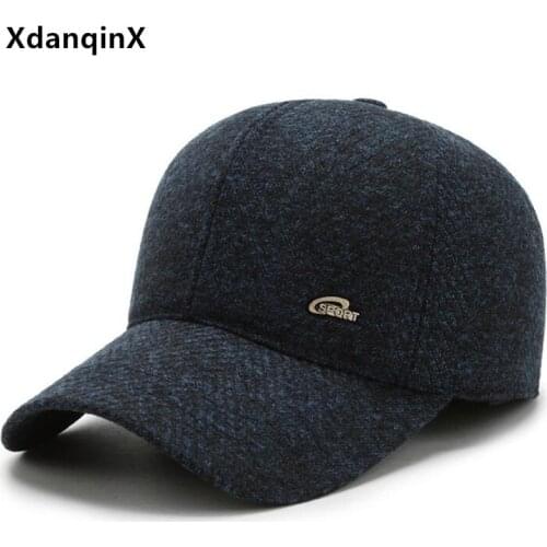 Mens Winter Hat Middle-aged Warm Ear Protection Thickened Baseball Caps Adjustable Size Men Earmuffs Hats Casual Sports Cap