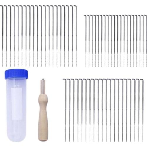 60pcs 3 Sizes Felting Needles Kit with Clear Bottle and Wooden Handle DIY Pin Craft Felt Tool Set